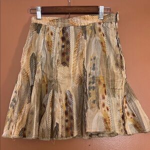 Bohemian Feather print cotton A line skirt